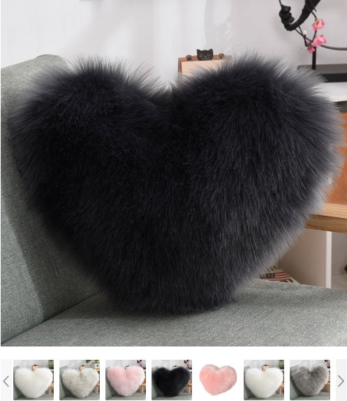 Faux Fur Heart Throw Pillow